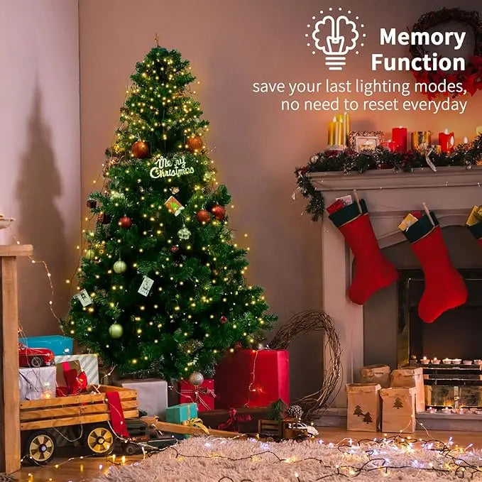 Quick-Install Ring Christmas Tree LED String Lights (8 Lighting Modes)