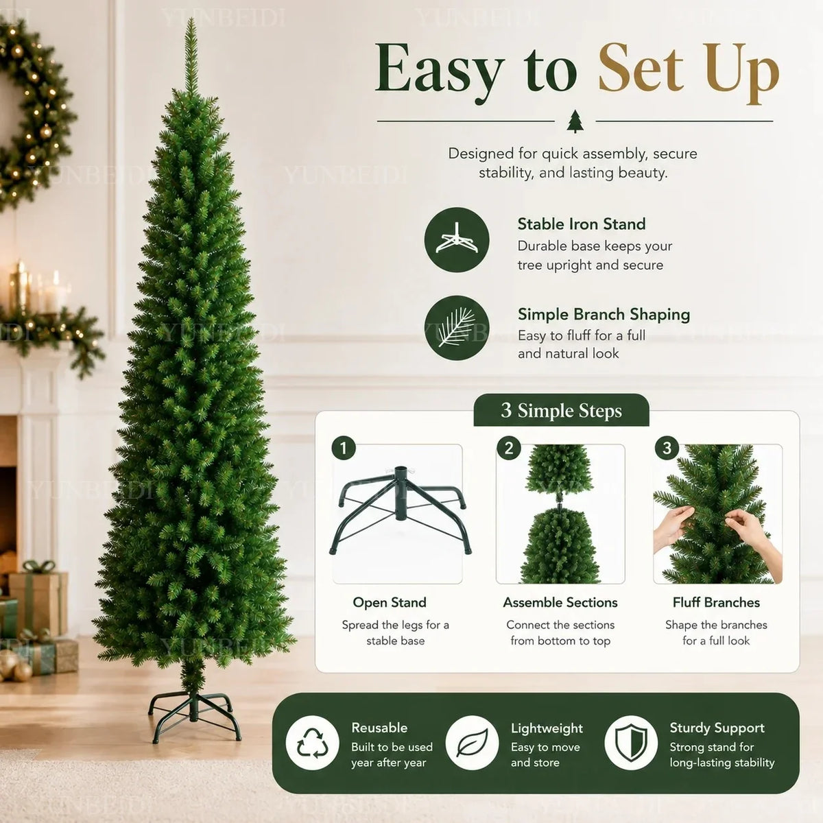 Pencil Artificial Christmas Tree PVC Material Encryption Christmas Tree