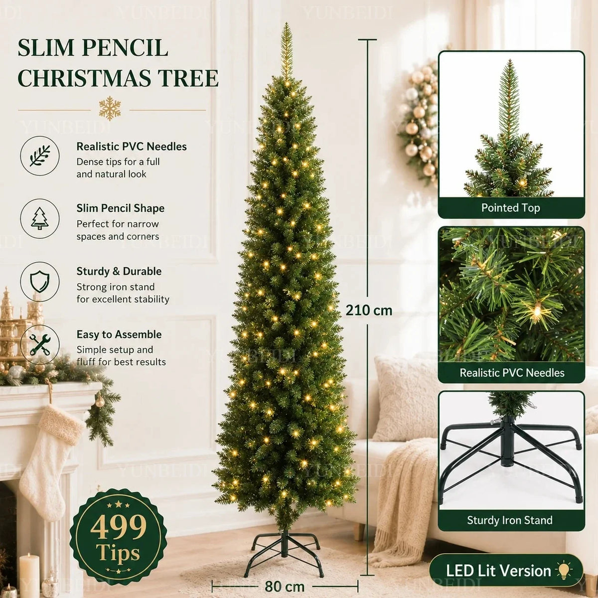 Pencil Artificial Christmas Tree PVC Material Encryption Christmas Tree