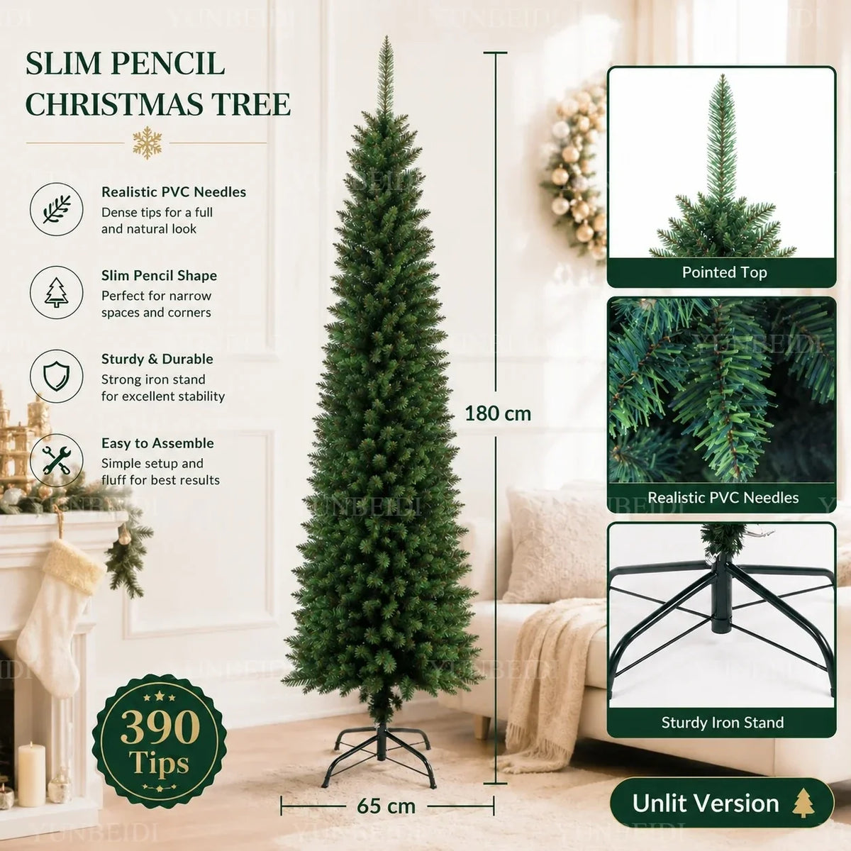 Pencil Artificial Christmas Tree PVC Material Encryption Christmas Tree