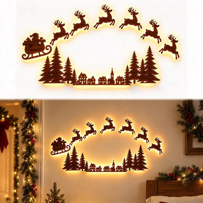 Santa Claus Reindeer Glowing 3D Wall Sticker