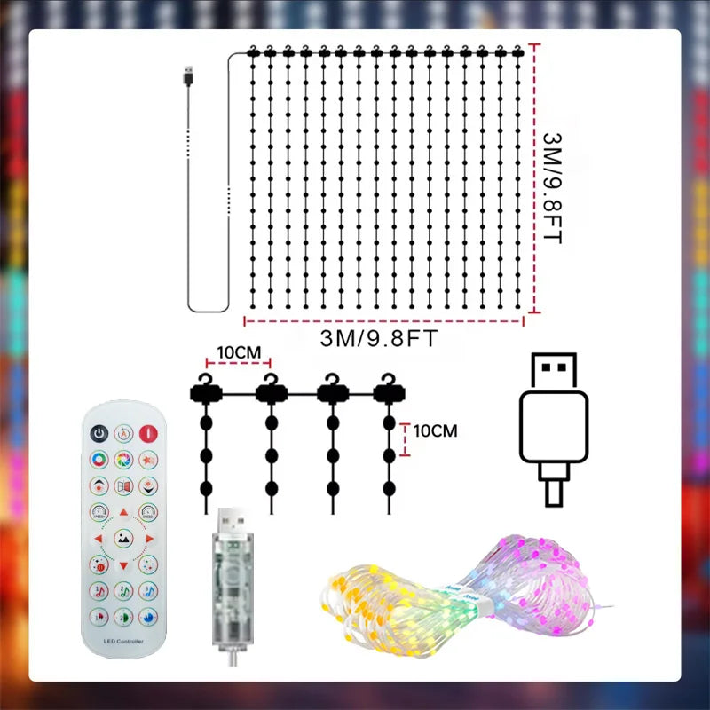 Smart DIY Pattern LED Curtain Fairy Lights