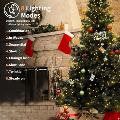 Quick-Install Ring Christmas Tree LED String Lights (8 Lighting Modes)