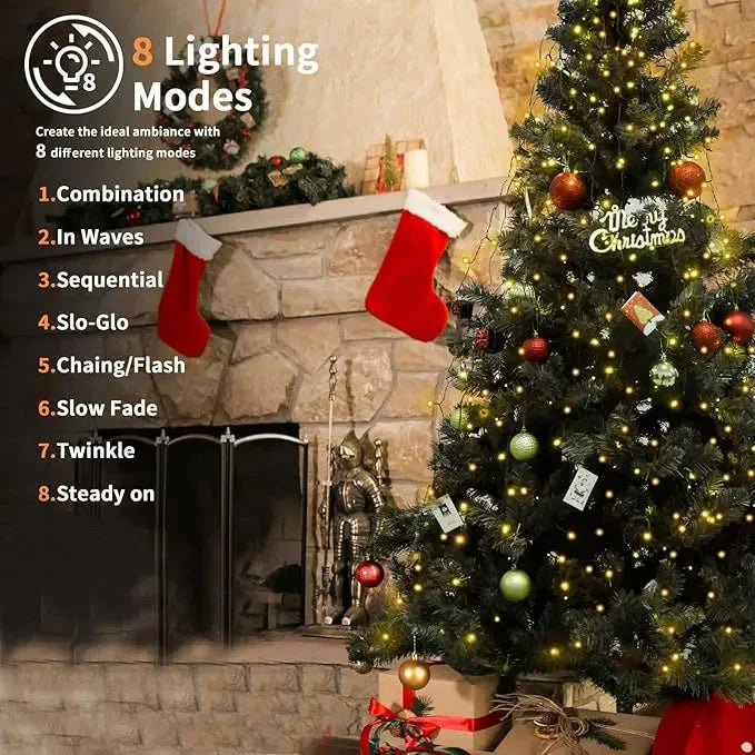Quick-Install Ring Christmas Tree LED String Lights (8 Lighting Modes)