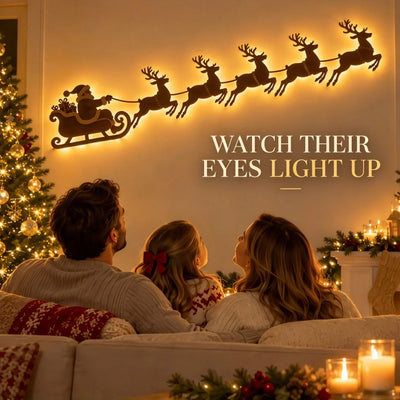 Santa Claus Reindeer Glowing 3D Wall Sticker