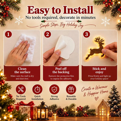 Santa Claus Reindeer Glowing 3D Wall Sticker