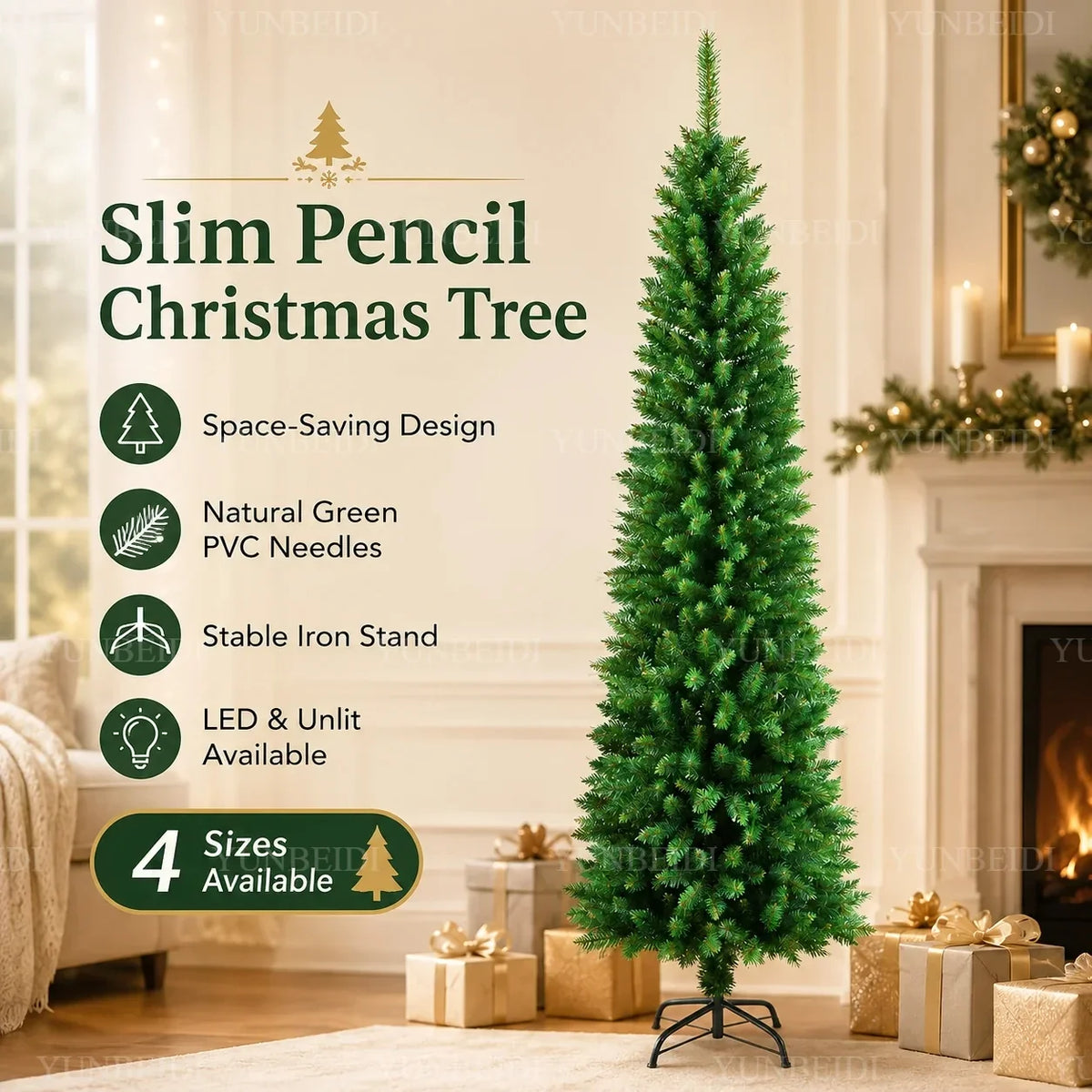 Pencil Artificial Christmas Tree PVC Material Encryption Christmas Tree