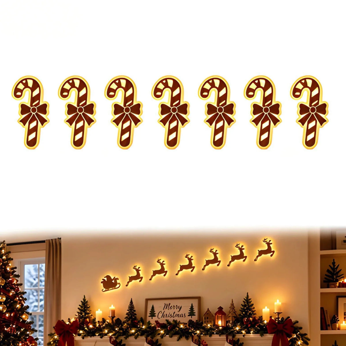 Santa Claus Reindeer Glowing 3D Wall Sticker