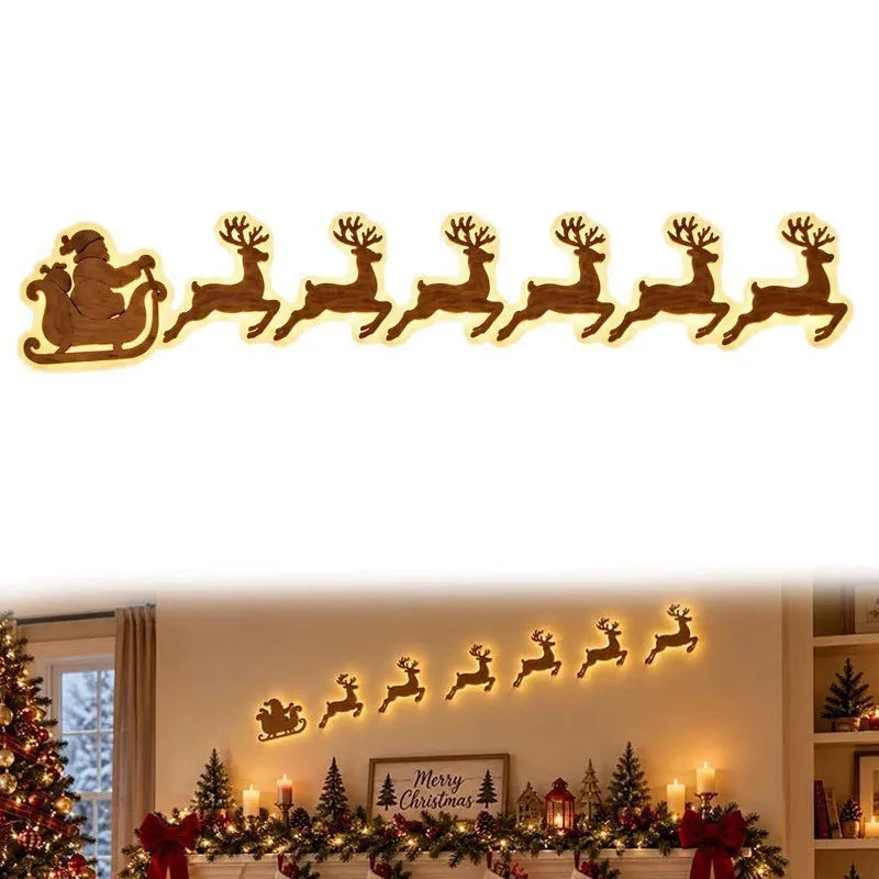 Santa Claus Reindeer Glowing 3D Wall Sticker
