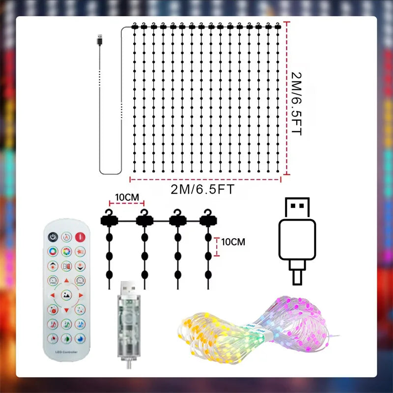 Smart DIY Pattern LED Curtain Fairy Lights