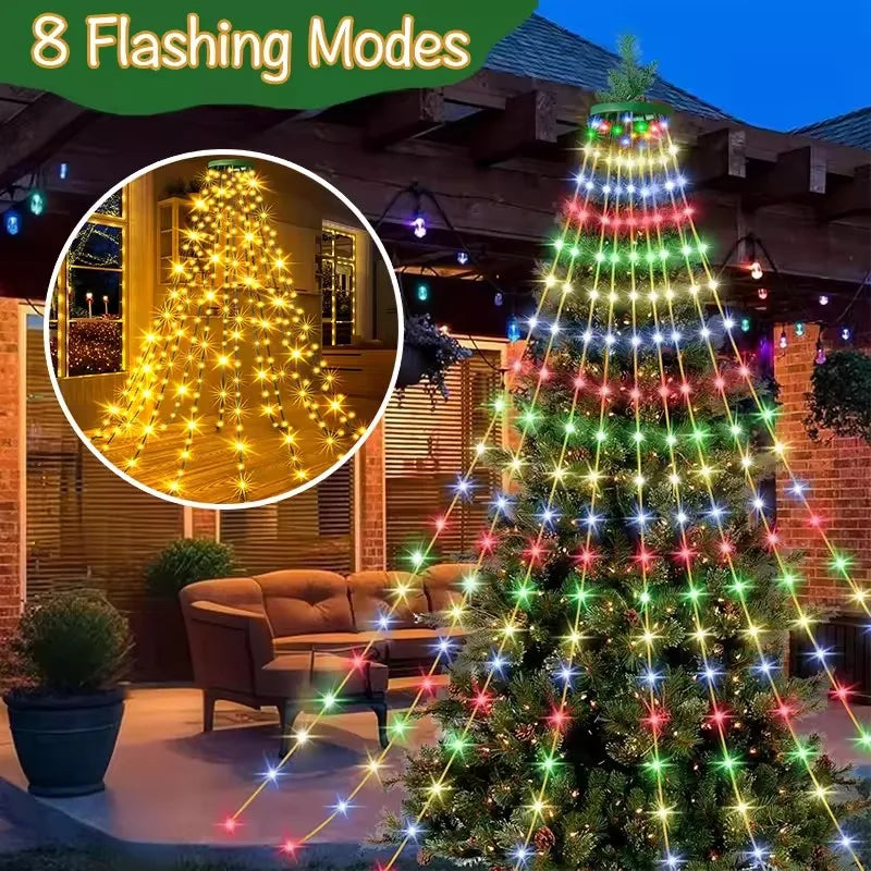 Quick-Install Ring Christmas Tree LED String Lights (8 Lighting Modes)